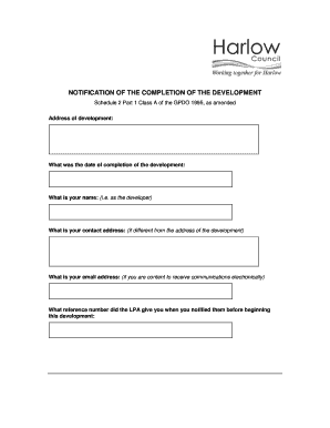 Notification of Development Completion