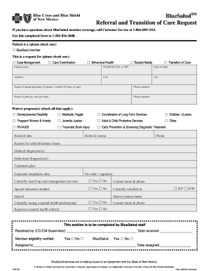 BlueSaludSM Referral and Transition of Care Request