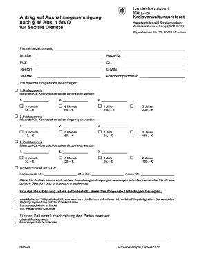 Antrag auf Ausnahmegenehmigung