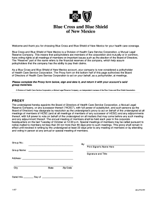 Blue Cross and Blue Shield of New Mexico Proxy Form