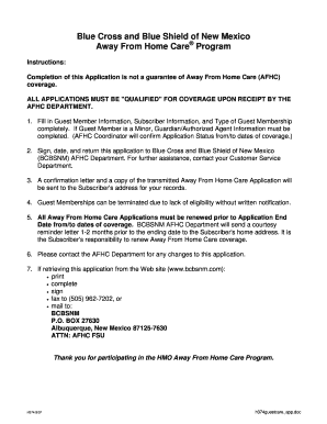 Away From Home Care Guest Membership Application