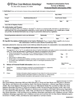 Standard Authorization Form for PHI Disclosure