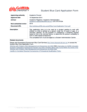 Student Blue Card Application Form