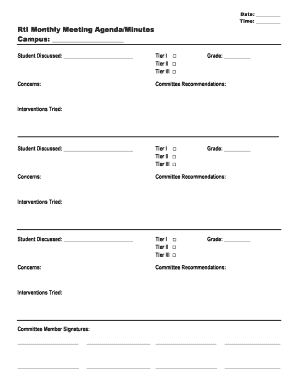 RtI Monthly Meeting Agenda/Minutes