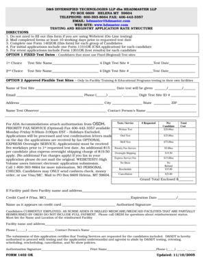 Testing and Registry Application Form 1402OK