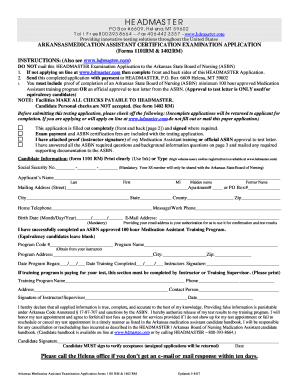 Arkansas Medication Assistant Certification Exam Application