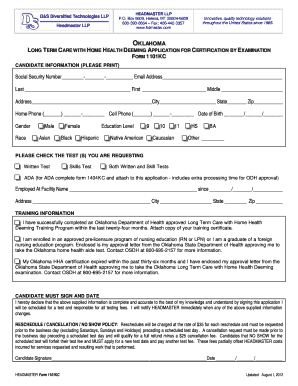 Oklahoma Long Term Care Home Health Certification Application