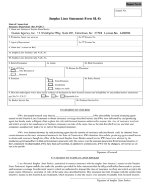 Surplus Lines Statement Form SL-8