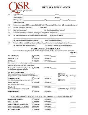 Medi Spa Insurance Application