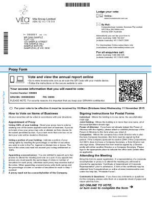 Vita Group Limited Proxy Form