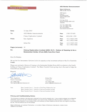 Transfer Form for Non-Market Transactions