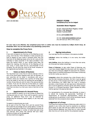 Proxy Form for Perseus Mining Limited