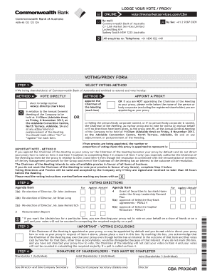 Commonwealth Bank Voting Proxy Form