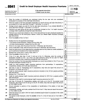 IRS Form 8941 Small Employer Health Insurance Premiums Credit