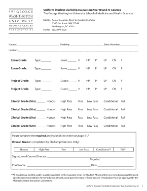 Uniform Student Clerkship Evaluation Form