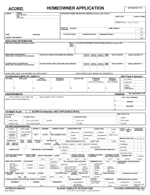 ACORD Homeowner Insurance Application
