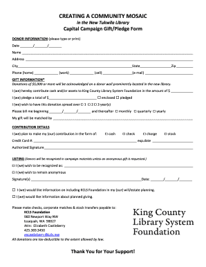 King County Library System Foundation Donation Form