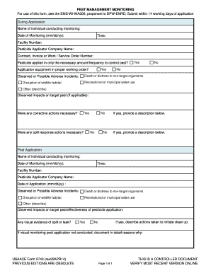 Pest Management Monitoring Form