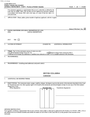 British Columbia Land Title Charge Form C
