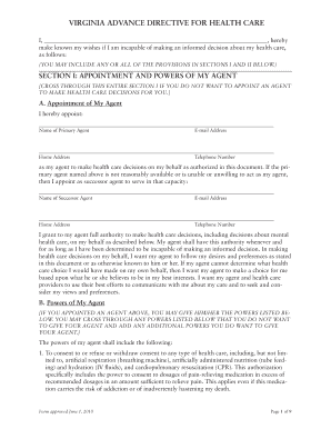 Virginia Advance Directive for Health Care
