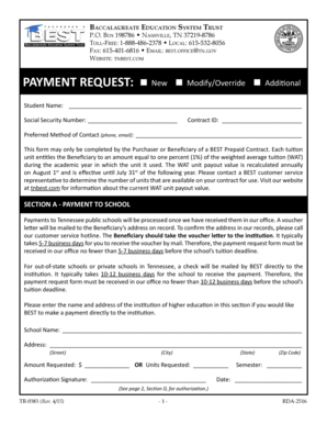 Tennessee BEST Prepaid Contract Payment Request Form