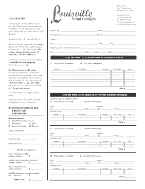 Louisville Pecan Company Order Form
