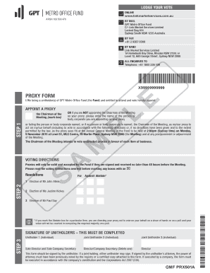 GPT Metro Office Fund Proxy Form