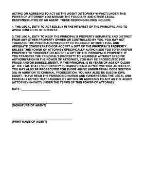 California Uniform Statutory Form Power of Attorney