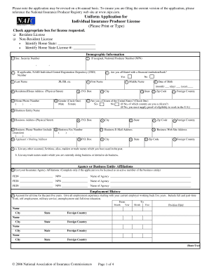 Uniform Application for Individual Insurance Producer License
