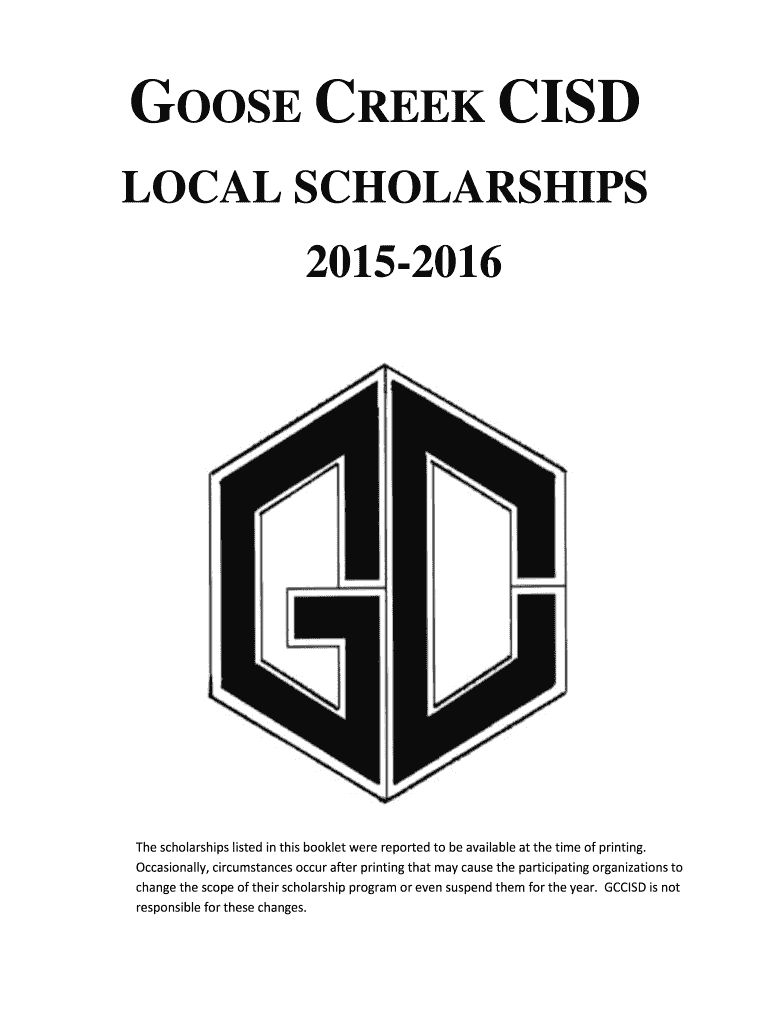 GOOSE CREEK CISD LOCAL SCHOLARSHIPS 2015-2016 - gccisd Preview on Page 1