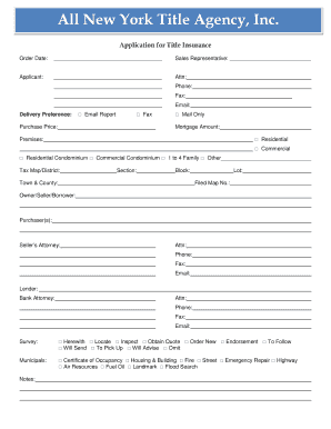 New York Title Insurance Application