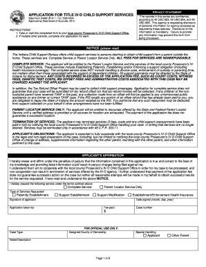 Indiana Title IV-D Child Support Services Application