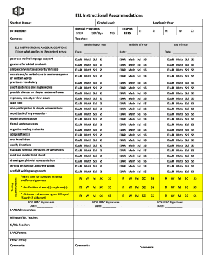 ELL Instructional Accommodations Form