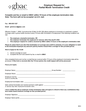 Employer Request for Partial Month Termination Credit