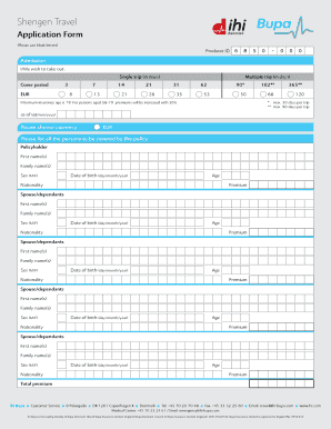Schengen Travel Insurance Application Form