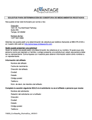 Solicitud para determinación de cobertura de medicamentos recetados