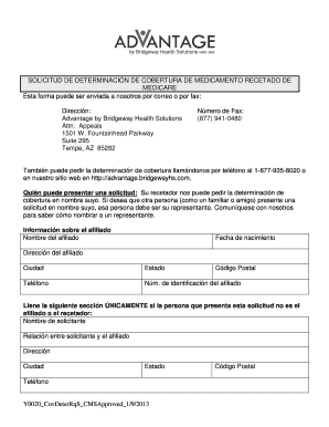 Solicitud de Determinación de Cobertura de Medicamento Recetado de Medicare