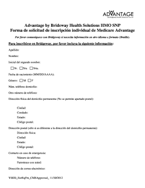 Forma de solicitud de inscripción individual de Medicare Advantage