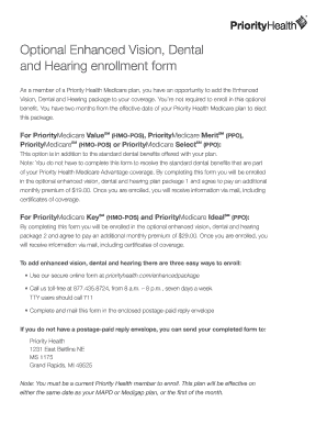 Priority Health Enhanced Vision Dental Hearing Enrollment Form