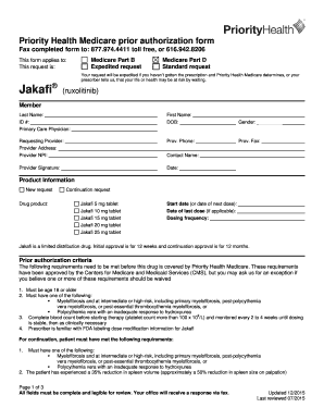 Priority Health Medicare Jakafi Prior Authorization Form