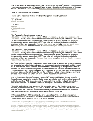 Certified Investment Management Analyst Certification Announcement