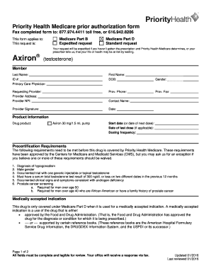 Priority Health Medicare Axiron Prior Authorization Form