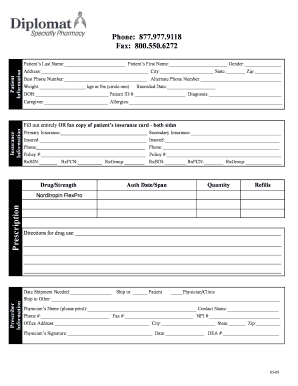 Patient Prescription Information Form
