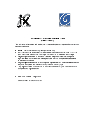 Colorado Motor Vehicle Record Request Form