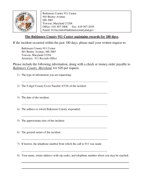 Baltimore County 911 Records Request Form