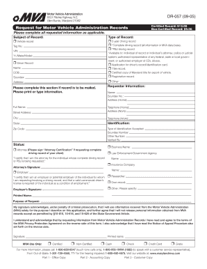Maryland Motor Vehicle Records Request Form