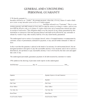 General and Continuing Personal Guaranty