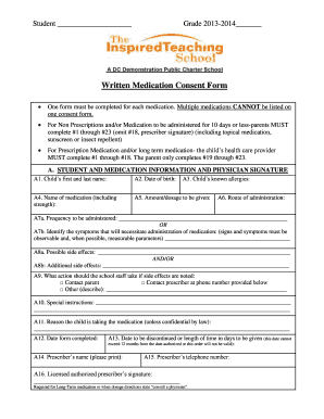 Written Medication Consent Form