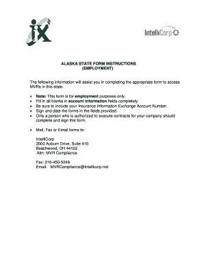 Alaska Employment MVR Agreement