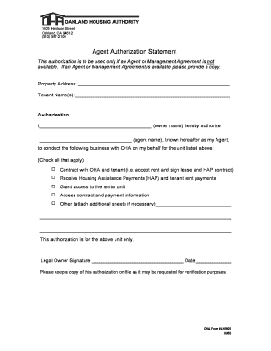 Agent Authorization Statement